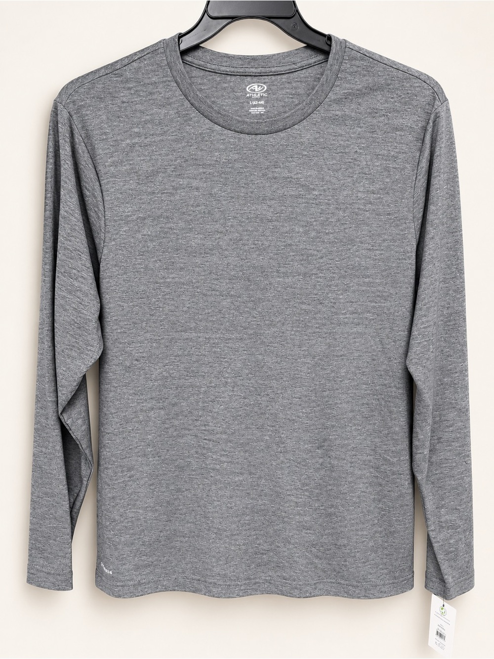 Athletic Works Men's Heather Gray Long Sleeve Crew Tee